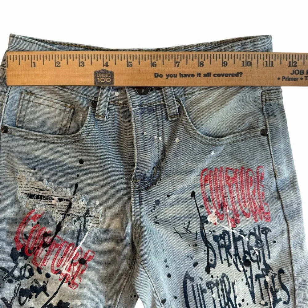 Rock Salt Young Boys Kids Distressed Denim Paint Culture Vibes Shorts Size 8